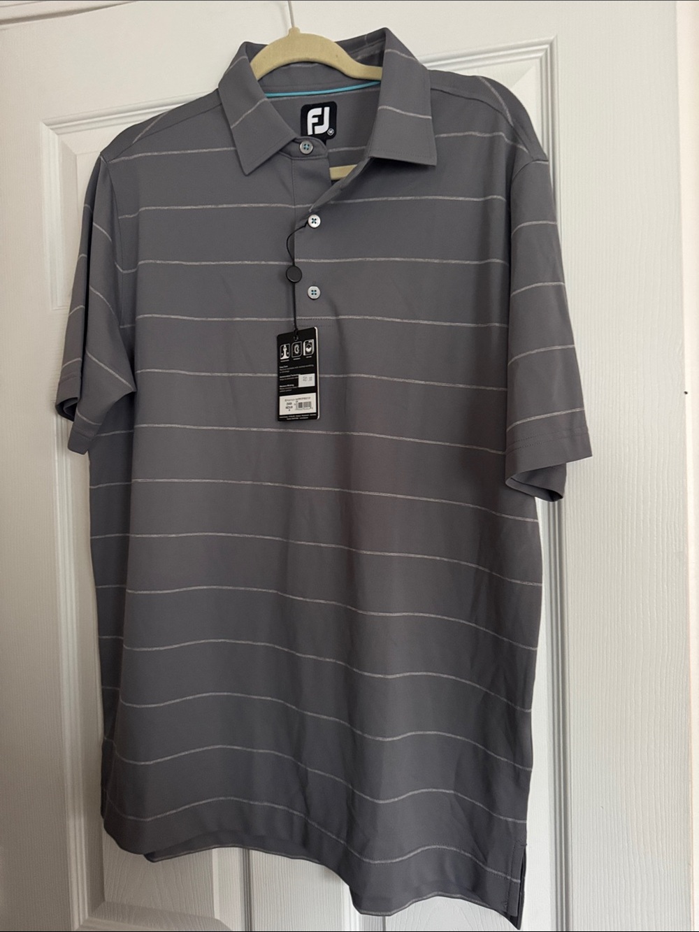 FootJoy Gray Horizontal-Strip Polo
